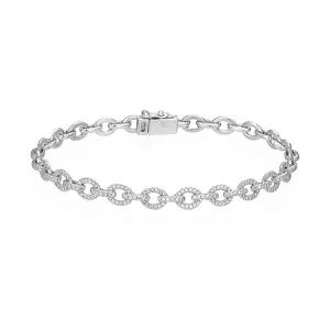 14K White Gold Diamond Chain Bracelet