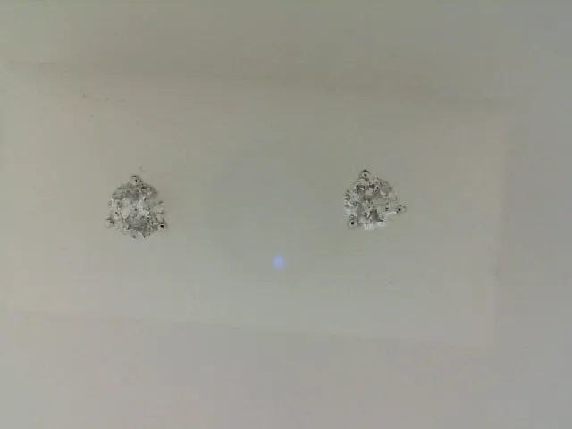 14K White Gold Diamond Stud Earrings