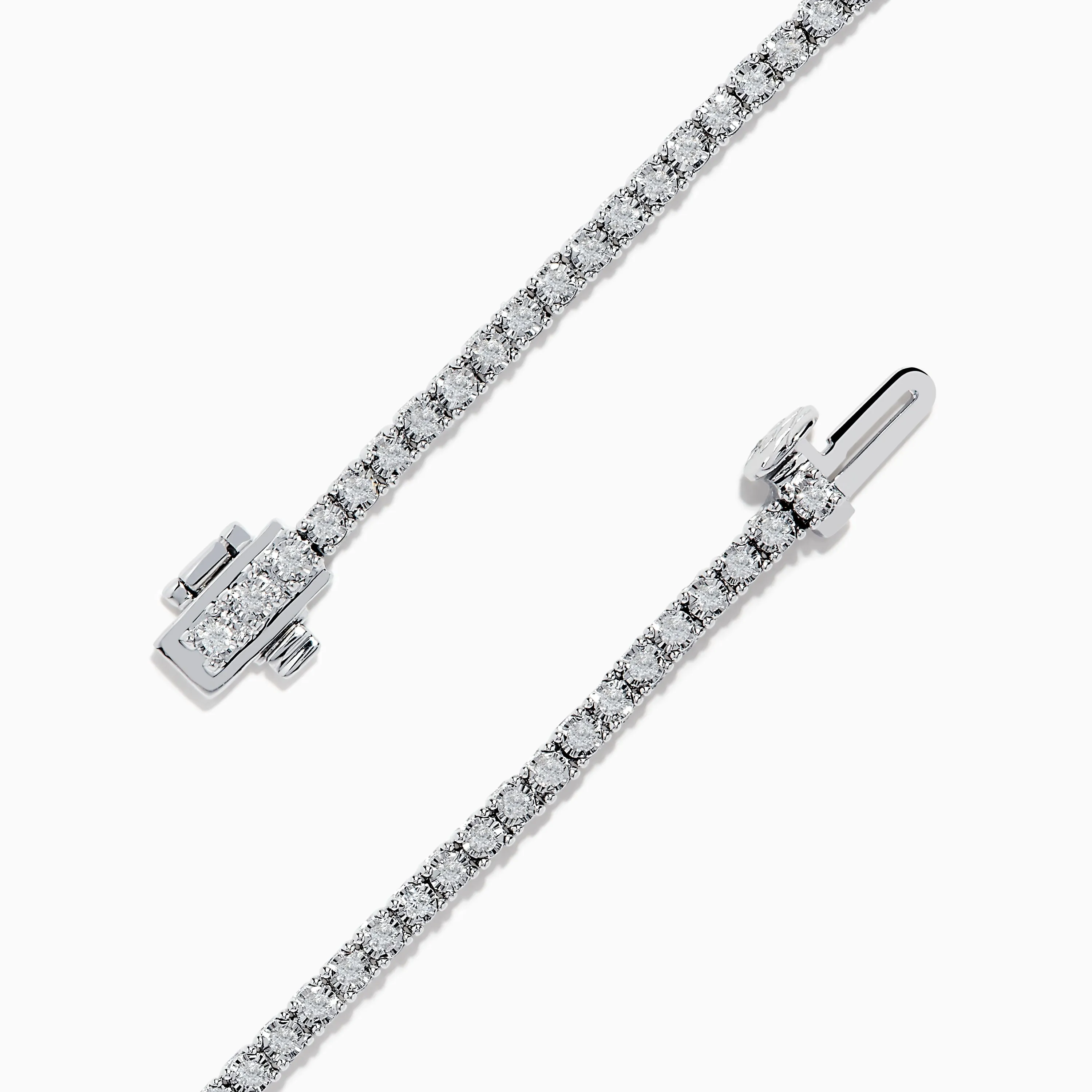 14K White Gold Diamond Tennis Bracelet 0.98 TCW