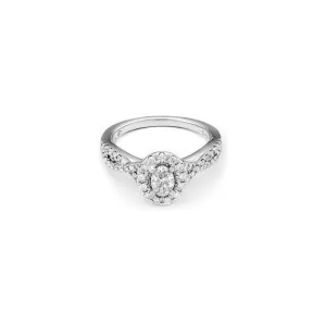 14k White Gold Diamond Twist Shank Halo Engagement Ring