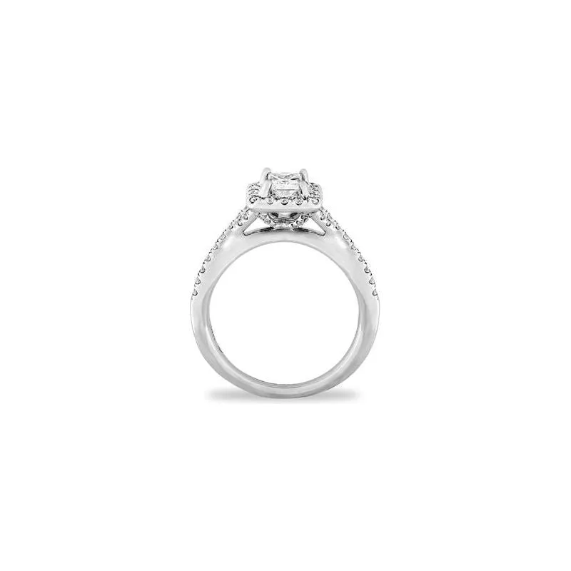 14k White Gold Diamond Twist Shank Halo Engagement Ring