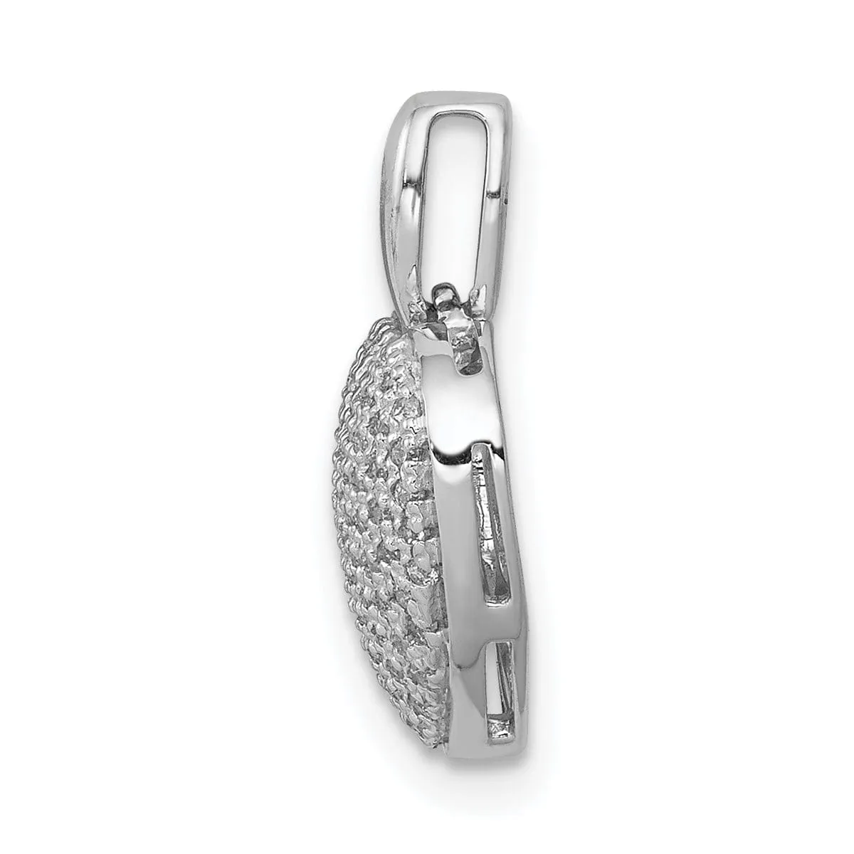 14k White Gold Open Back Polished Finish 0.246-CT Diamond Heart Mesh Design Charm Pendant