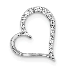 14k White Gold Open Back Polished Finish Women's Round Diamond 0.092-ctw Heart Design Chain Slide Pendant will not fit Omega