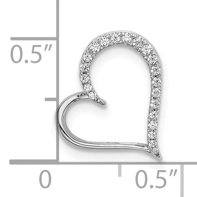 14k White Gold Open Back Polished Finish Women's Round Diamond 0.092-ctw Heart Design Chain Slide Pendant will not fit Omega