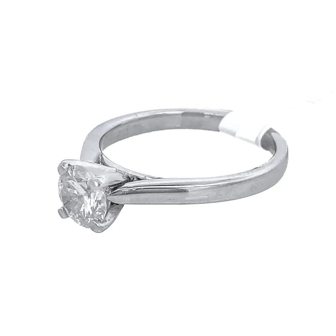 14K White Round Diamond 0.75Ct Solitaire Engagement Ring