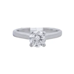 14K White Round Diamond 0.75Ct Solitaire Engagement Ring