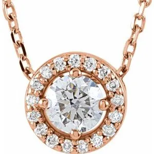 14K Yellow 1/4 CTW Lab-Grown Diamond Halo-Style 16" Necklace