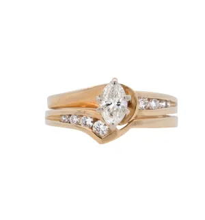 14K Yellow Marquise Diamond 0.60Ct Solitaire Engagement Ring