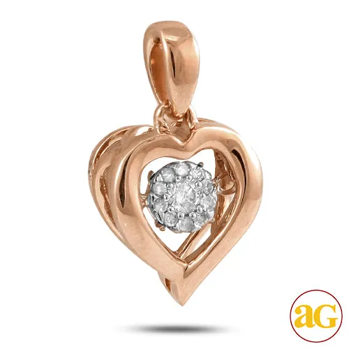 14KR 0.10CTW DANCING DIAMOND HEART SHAPED PENDANT