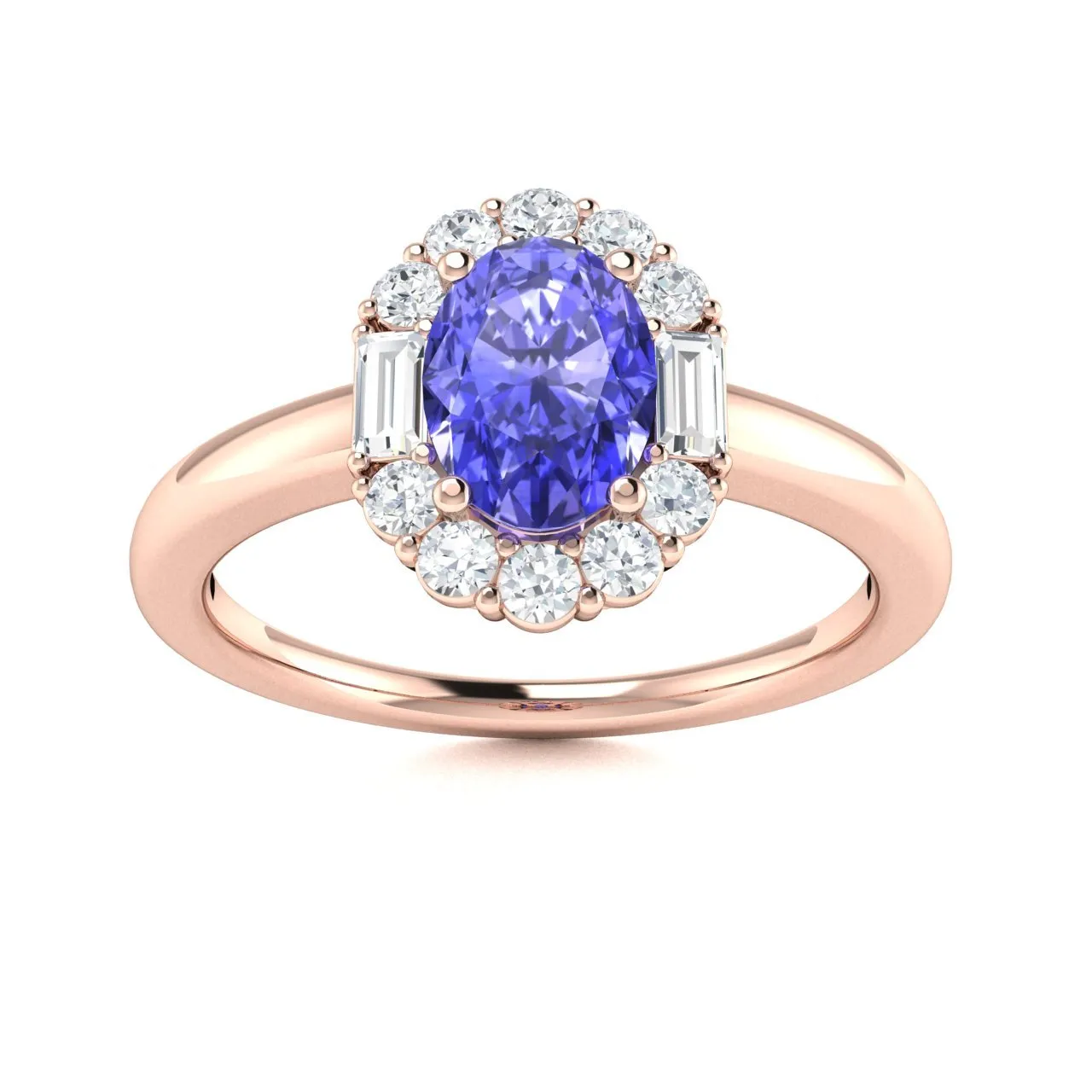 14KT Gold Oval Brilliant Tanzanite and Diamond Ring (Tanzanite 0.90 cts. White Diamonds 0.28 cts.)