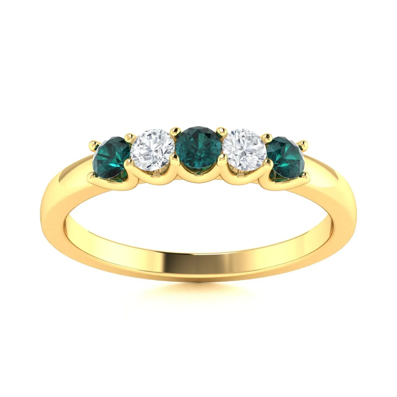 14KT Gold Round Alexandrite and Diamond Ring (Alexandrite 0.26 cts. White Diamond 0.14 cts.)