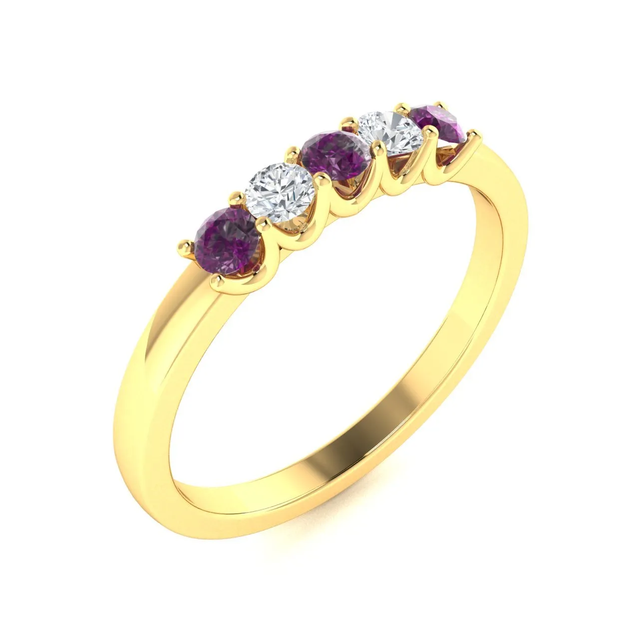 14KT Gold Round Alexandrite and Diamond Ring (Alexandrite 0.26 cts. White Diamond 0.14 cts.)