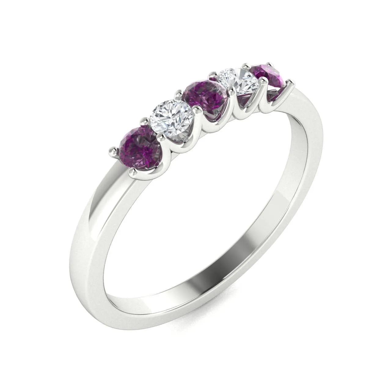 14KT Gold Round Alexandrite and Diamond Ring (Alexandrite 0.26 cts. White Diamond 0.14 cts.)