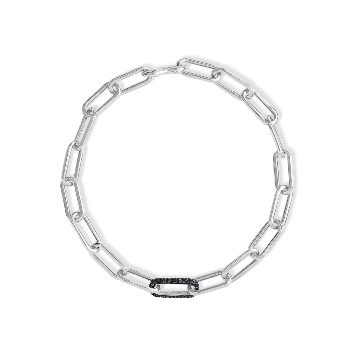 14KT White Gold Black Diamond Chain Link Bianco Bracelet