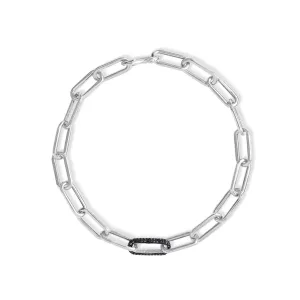 14KT White Gold Black Diamond Chain Link Bianco Bracelet