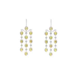 18 Karat Yellow and White Gold Yellow Diamond Chandelier Earrings