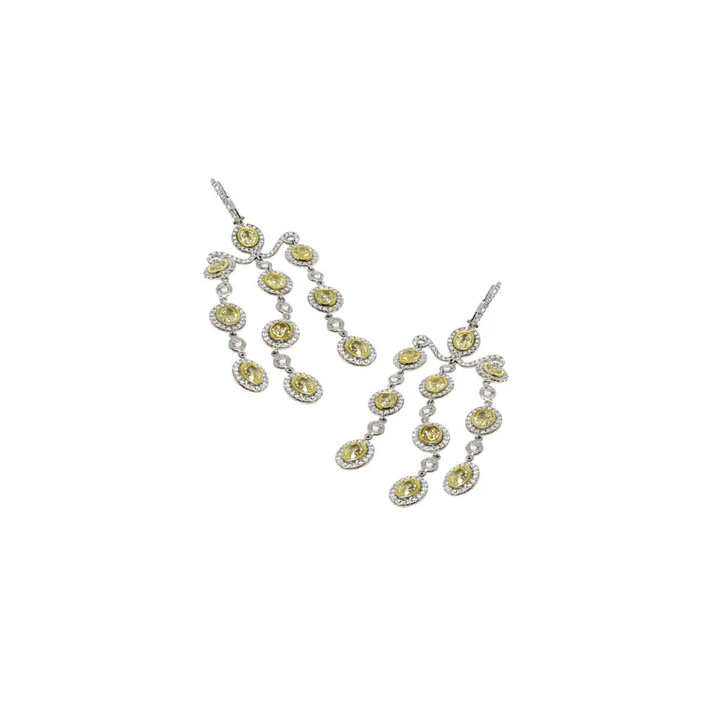 18 Karat Yellow and White Gold Yellow Diamond Chandelier Earrings