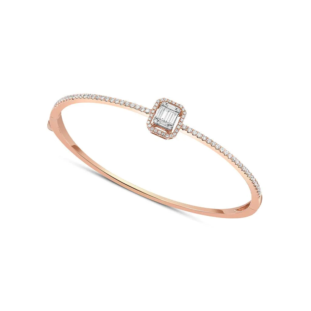 18 kt Rose Gold Baguette Diamond Bangle