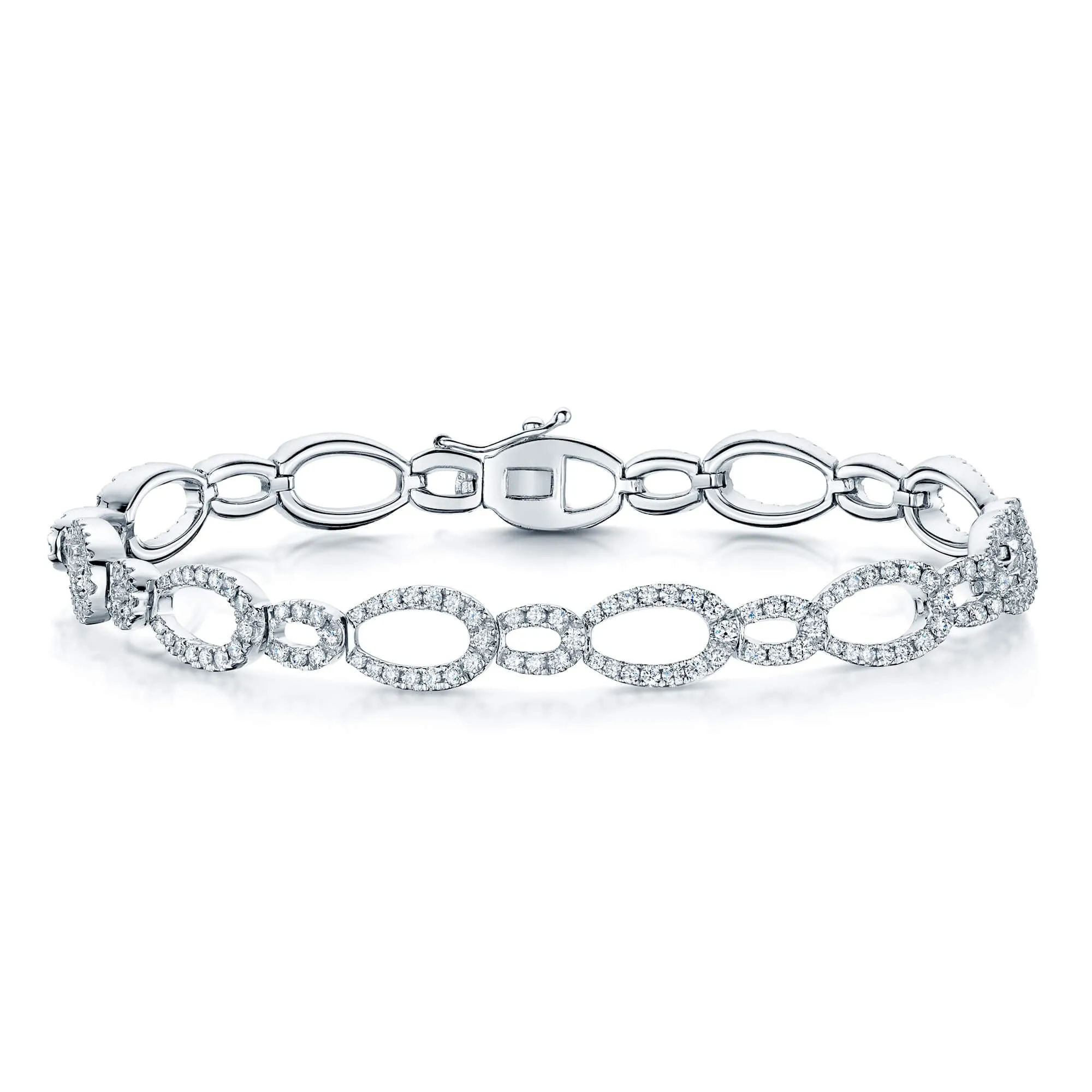 18ct White Gold Diamond Set Oval Link Bracelet