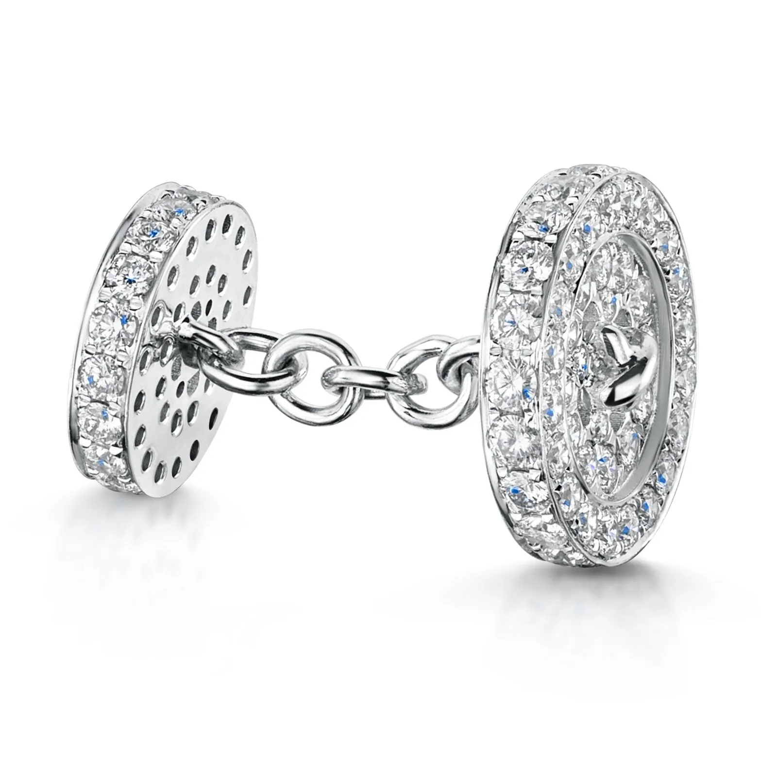 18ct White Gold Pavé Set Diamond Cufflinks 4.94ct