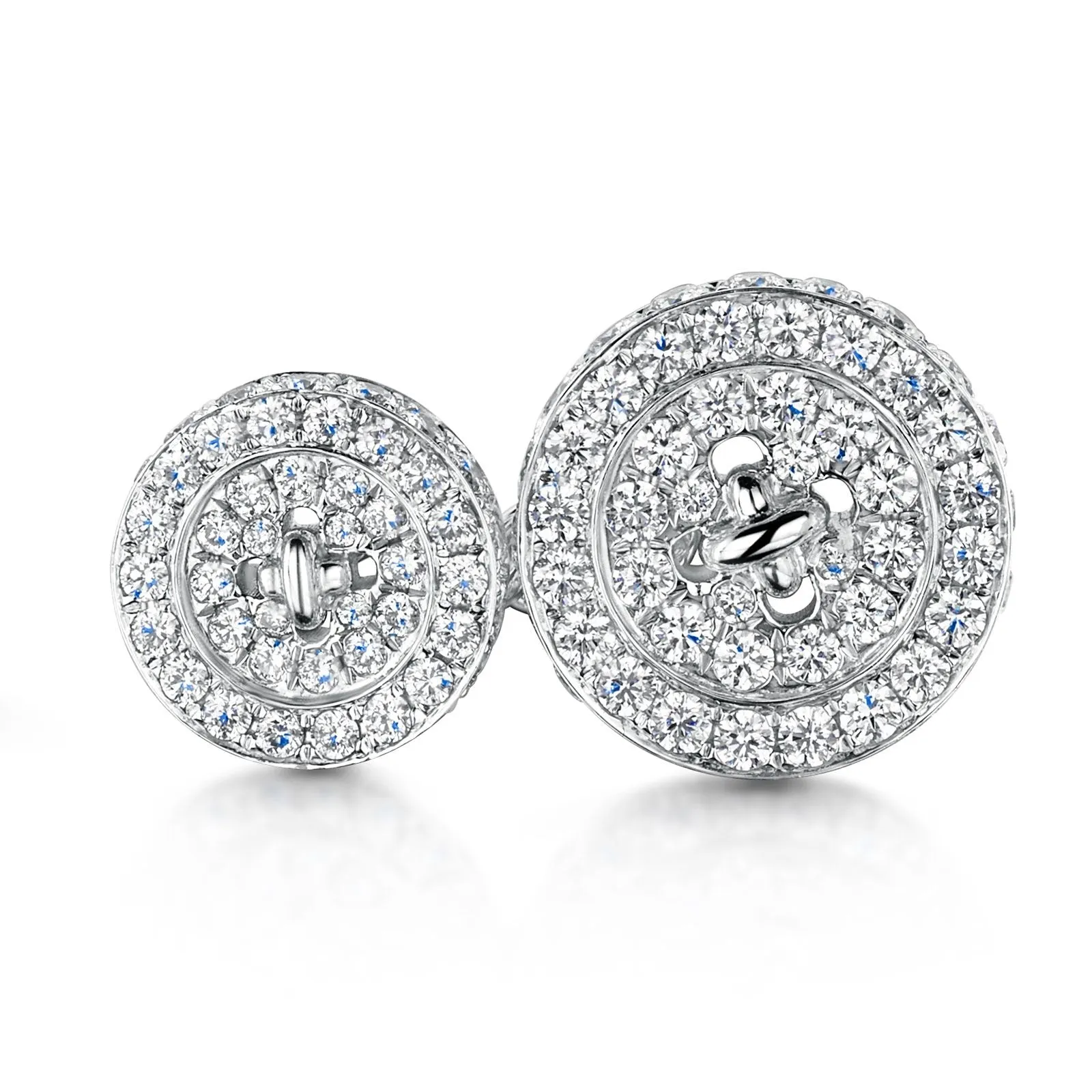 18ct White Gold Pavé Set Diamond Cufflinks 4.94ct