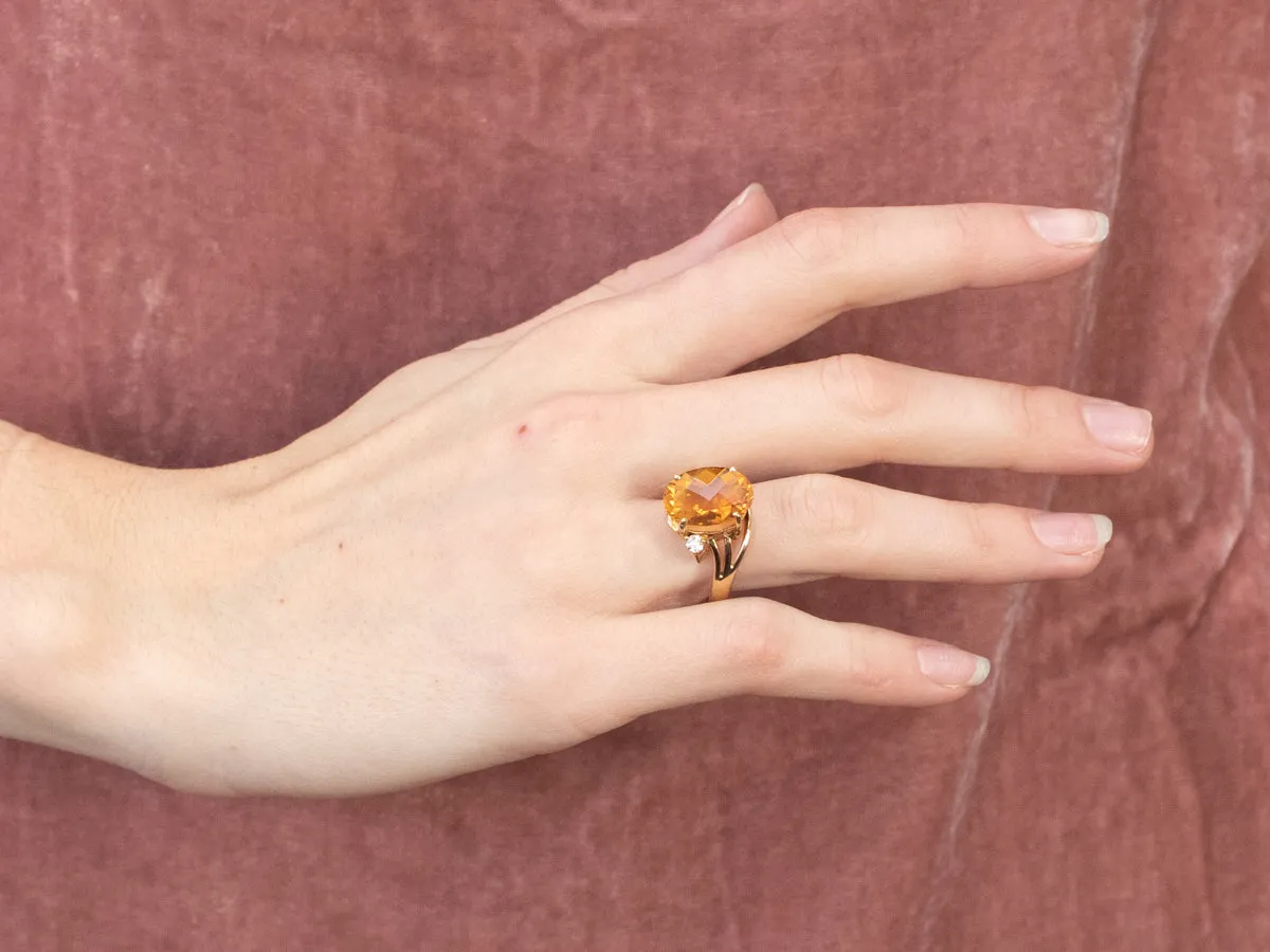 18K Gold Citrine and Diamond Bypass Ring