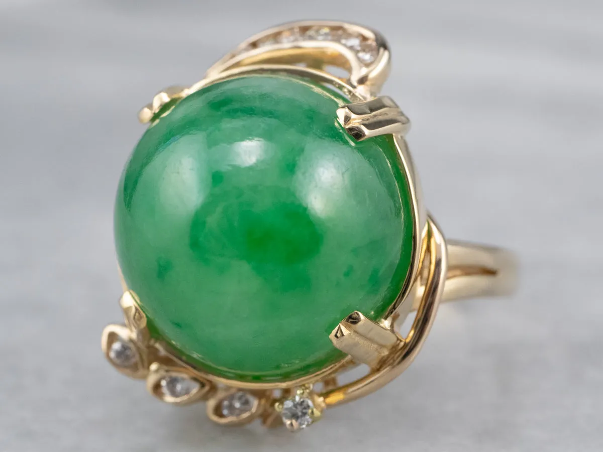 18K Gold Jade and Diamond Cocktail Ring