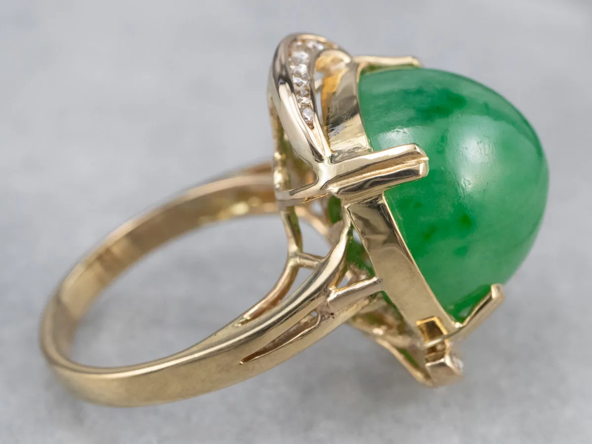 18K Gold Jade and Diamond Cocktail Ring