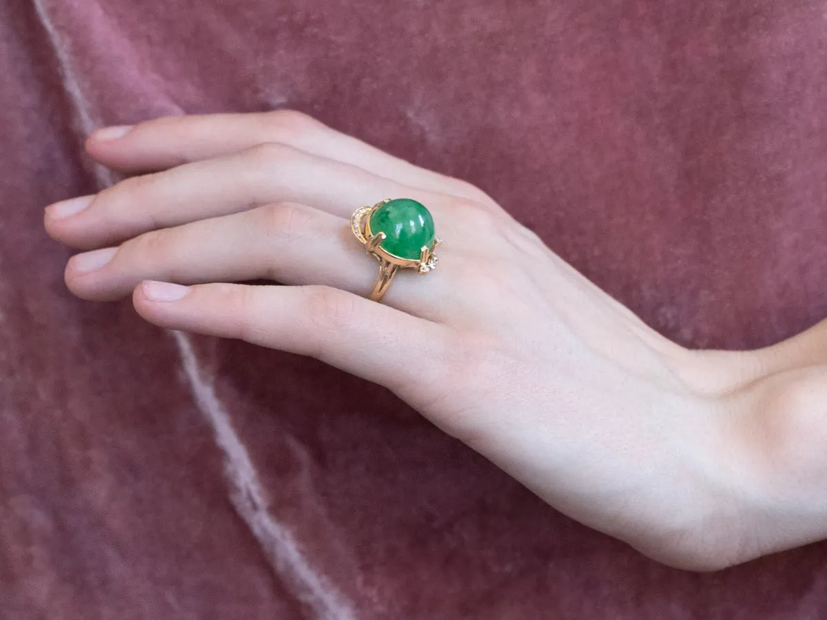 18K Gold Jade and Diamond Cocktail Ring