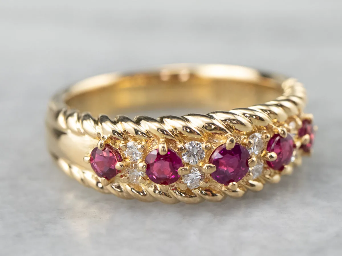 18K Gold Ruby and Diamond Band