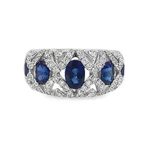 18K Gold Sapphire & Diamond Wide Band