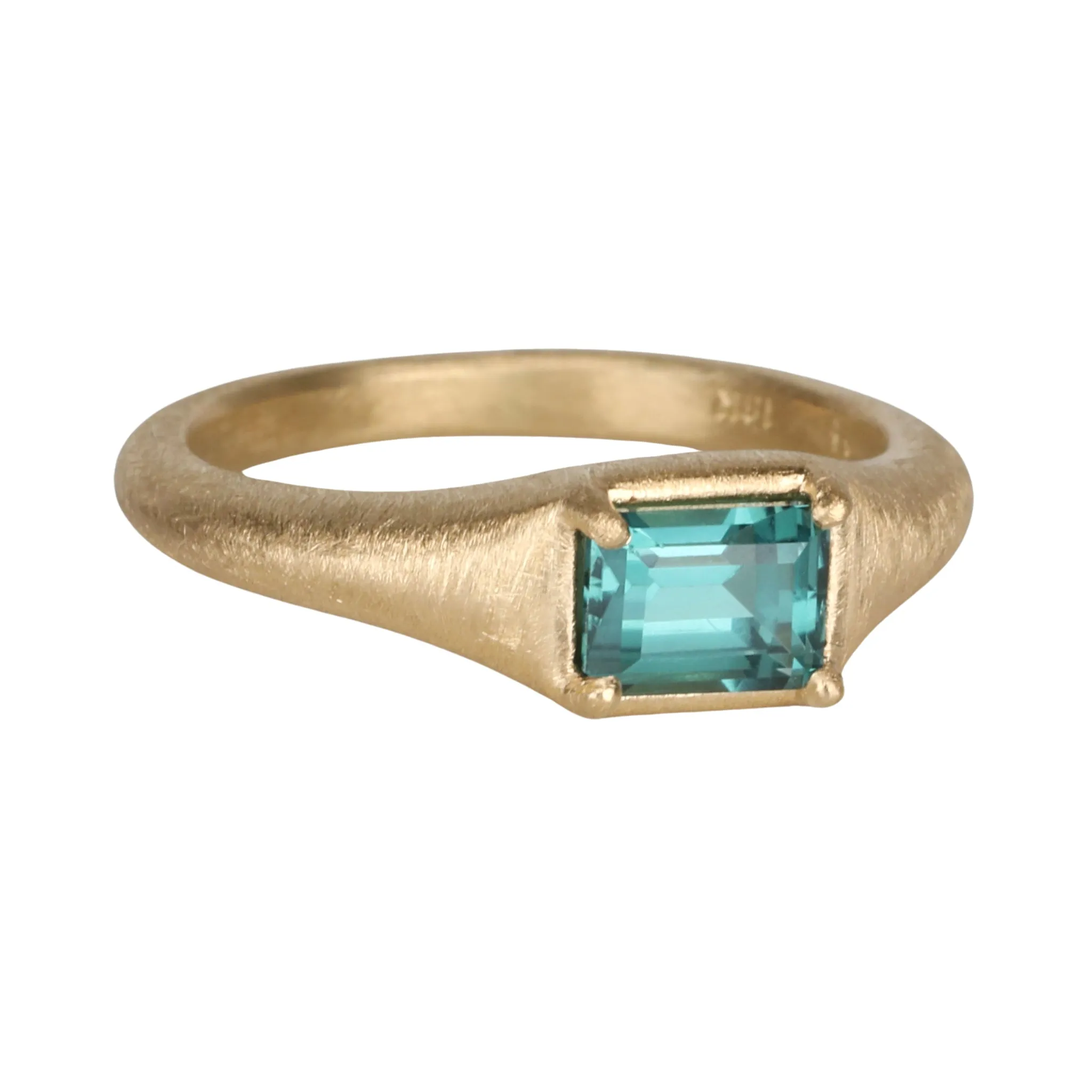 18K Gold Tapered "Zen" Ring with Green Tourmaline