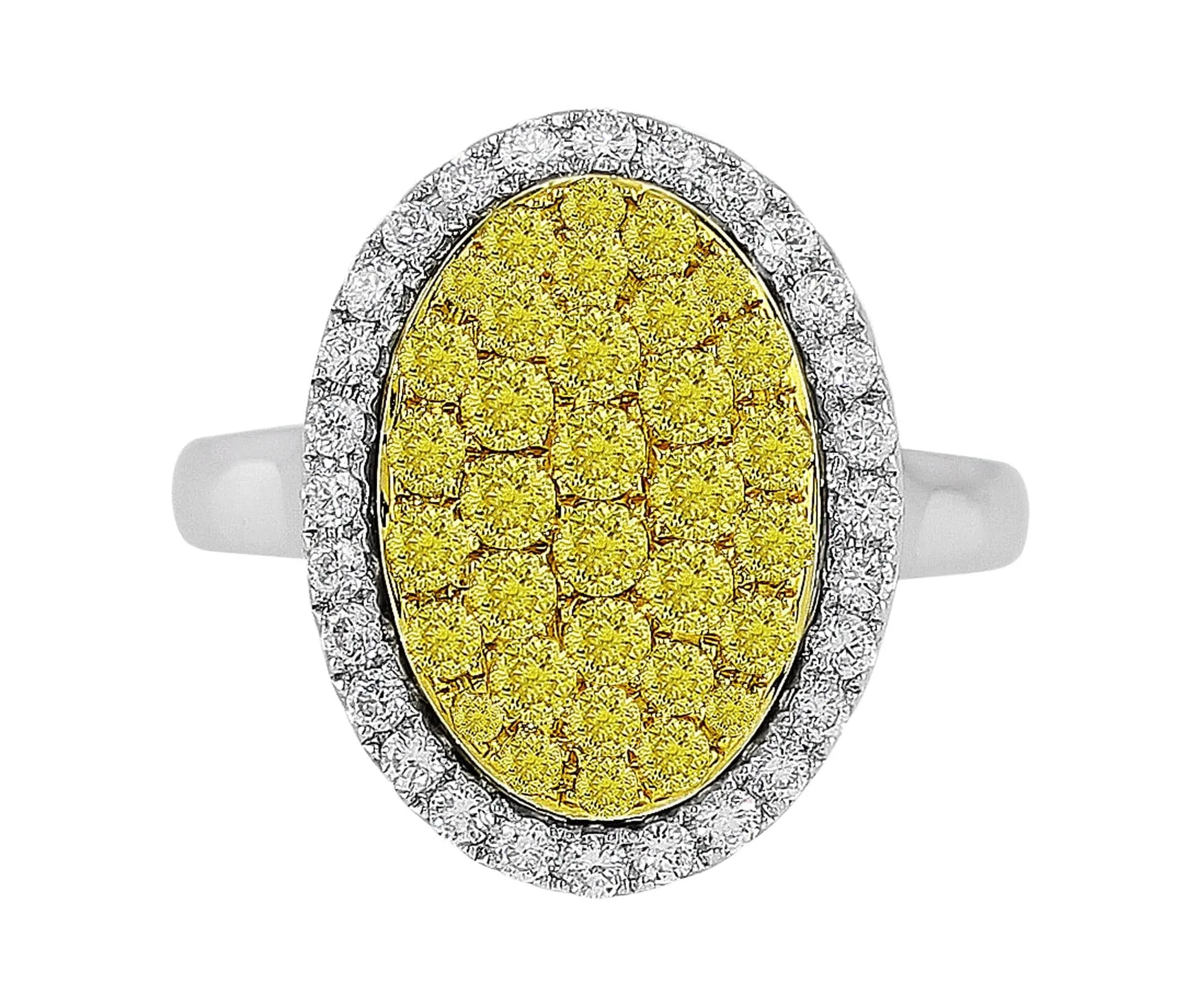 18K Gold Yellow and White Diamond Sunburst Ring