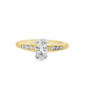 18K Two- Tone Oval Diamond Solitaire Engagement Ring