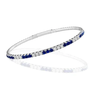 18K White Gold Diamond & Sapphire Flexi Bracelet