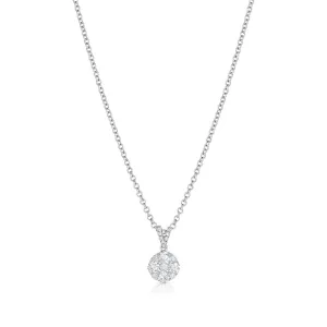 18K WHITE GOLD DIAMOND ROUND PENDANT