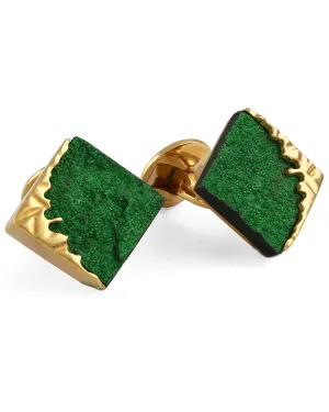 18k Yellow Gold Green Garnet Cufflinks