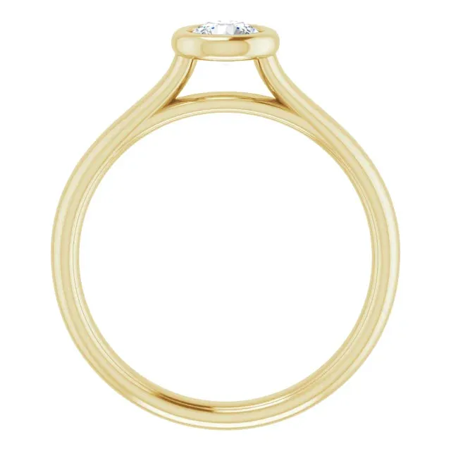 18k Yellow Gold Petite Solitaire with .33 Carat Round Lab Diamond Color F 