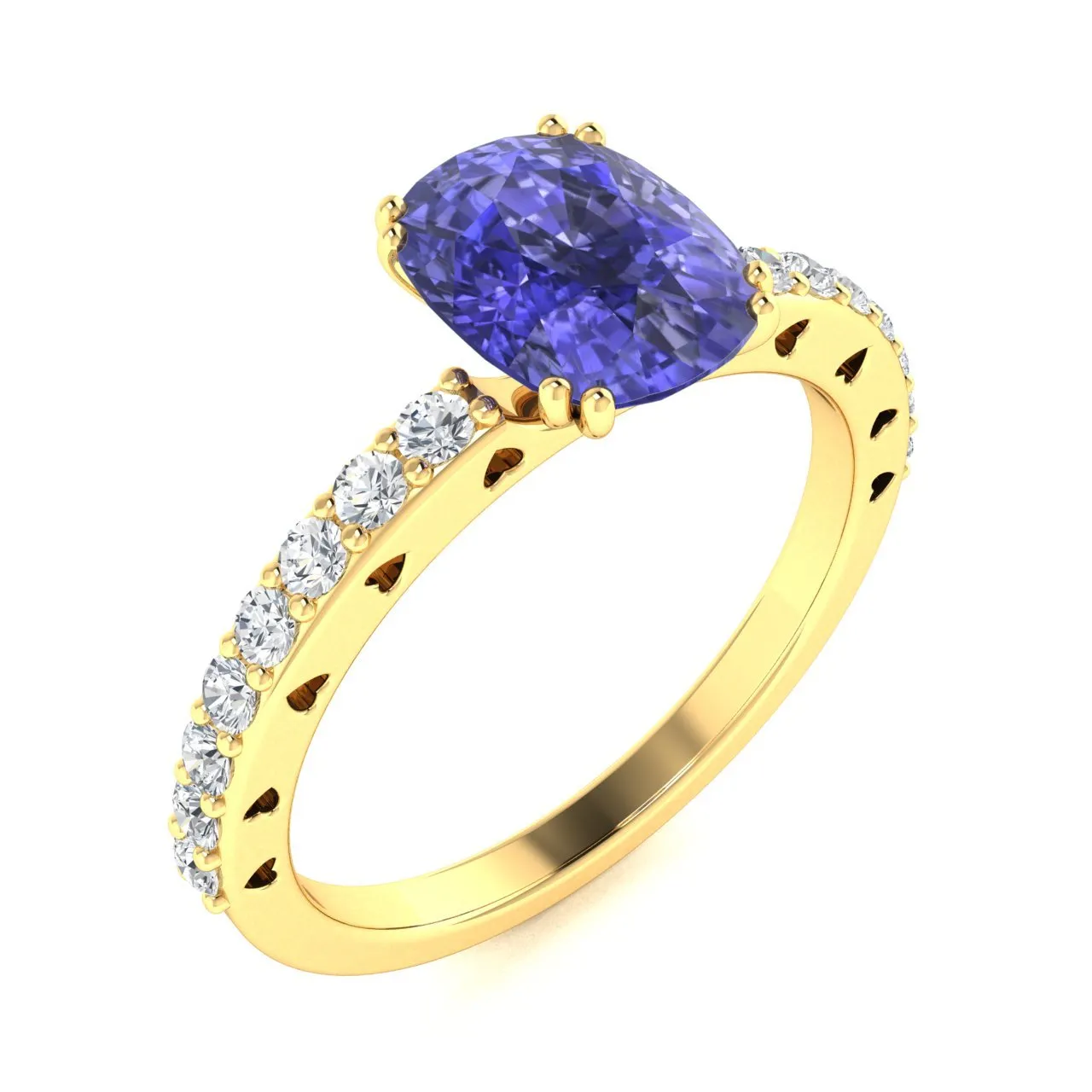 18kt Gold Cushion cut Tanzanite and Diamond Ring (Tanzanite 2.50cts Diamonds 0.40 cts)