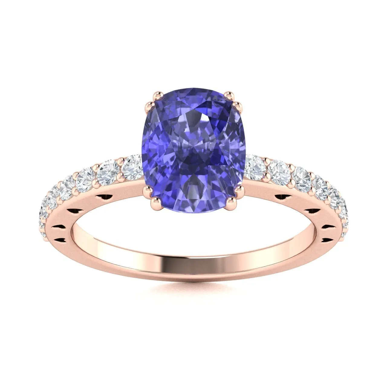 18kt Gold Cushion cut Tanzanite and Diamond Ring (Tanzanite 2.50cts Diamonds 0.40 cts)