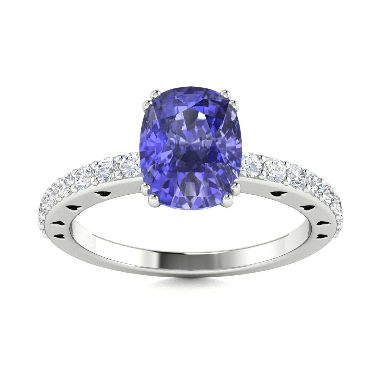 18kt Gold Cushion cut Tanzanite and Diamond Ring (Tanzanite 2.50cts Diamonds 0.40 cts)