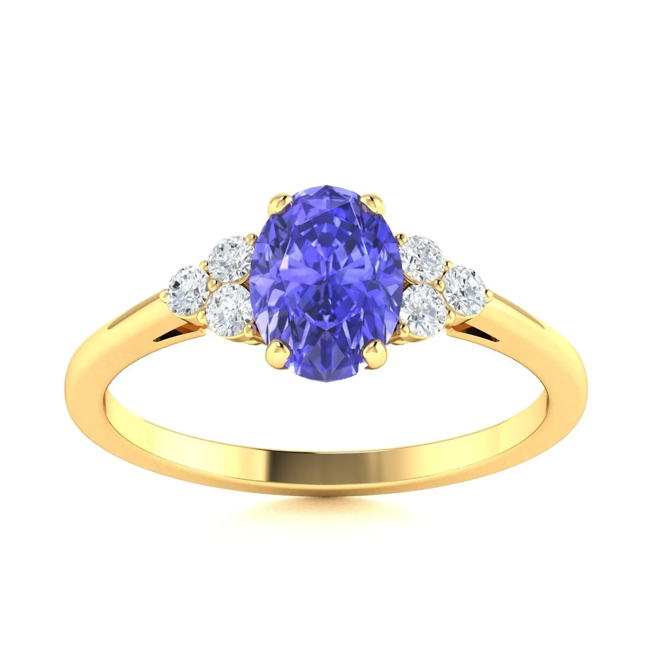 18kt Gold Oval Shaped Tanzanite and Diamond Ring (Tanzanite 1.20ct Diamonds 0.10cts)