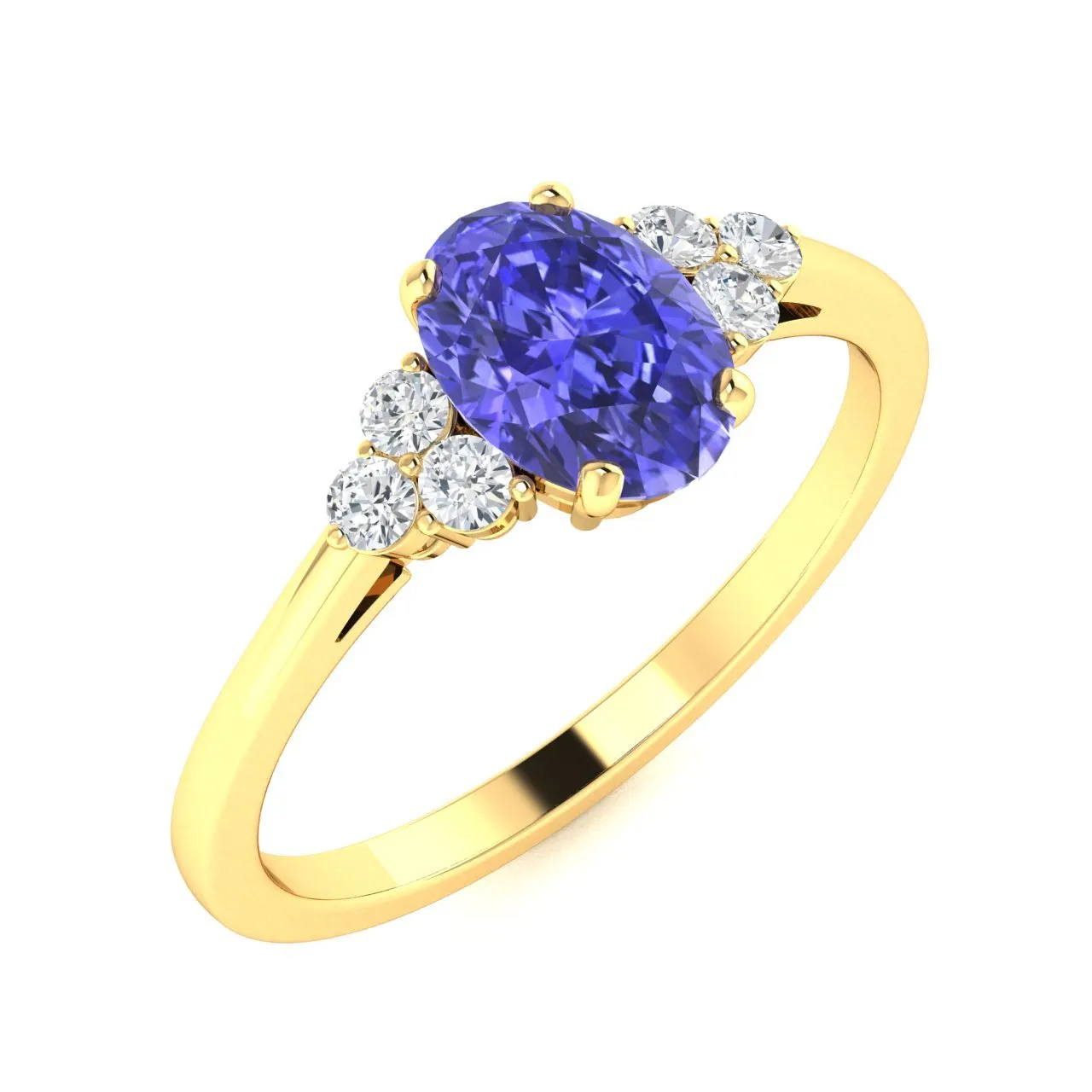 18kt Gold Oval Shaped Tanzanite and Diamond Ring (Tanzanite 1.20ct Diamonds 0.10cts)