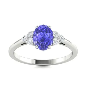 18kt Gold Oval Shaped Tanzanite and Diamond Ring (Tanzanite 1.20ct Diamonds 0.10cts)