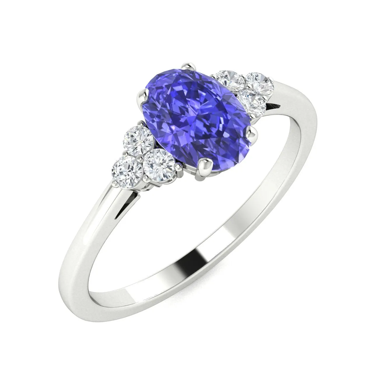 18kt Gold Oval Shaped Tanzanite and Diamond Ring (Tanzanite 1.20ct Diamonds 0.10cts)