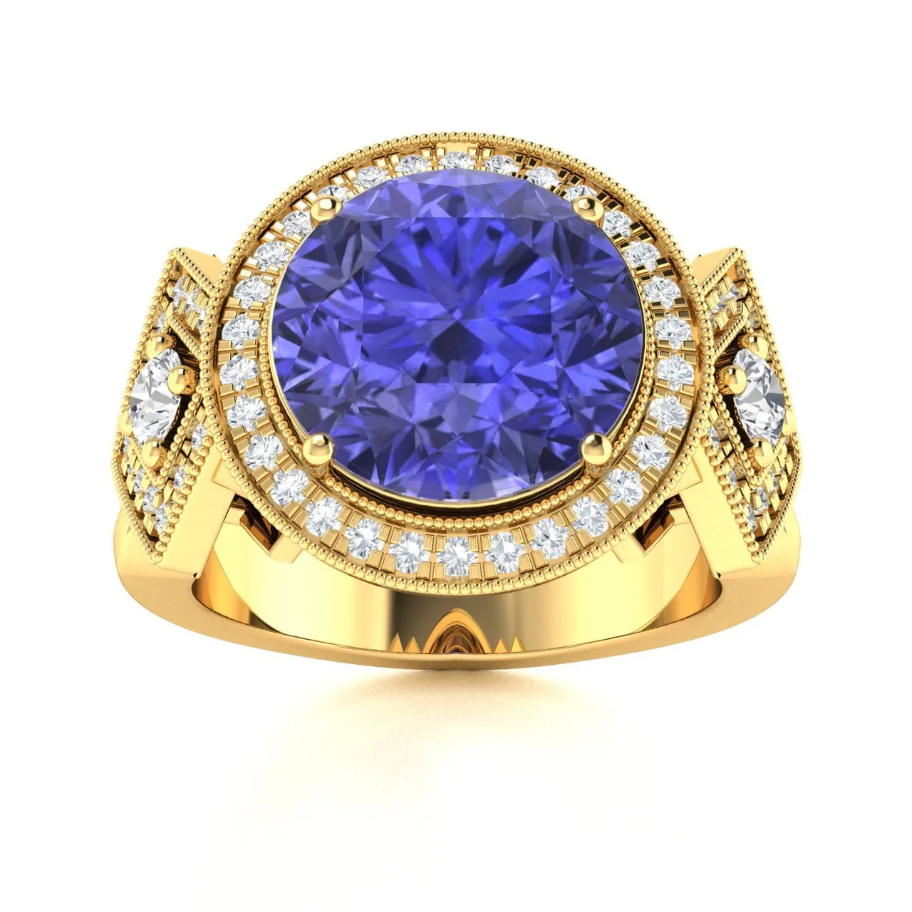 18KT Gold Tanzanite and Diamond Ring (Tanzanite 6.76 cts. White Diamond 0.37 cts.)