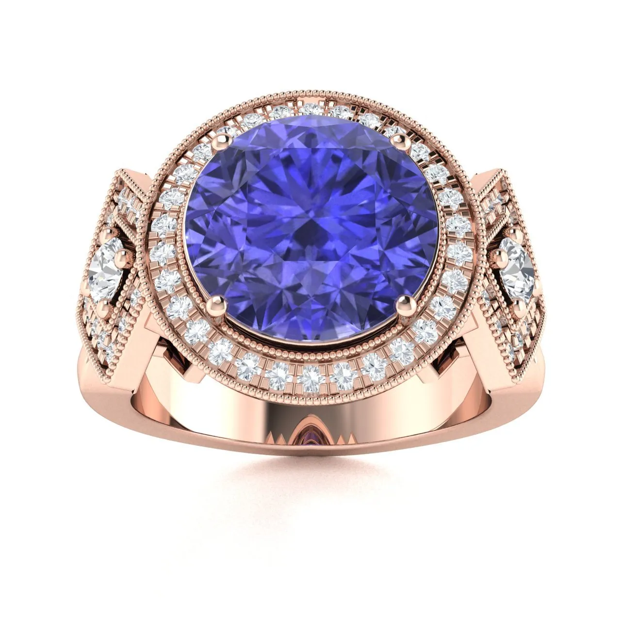 18KT Gold Tanzanite and Diamond Ring (Tanzanite 6.76 cts. White Diamond 0.37 cts.)