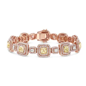 18kt Rose Gold Fancy Yellow Diamond Bracelet, GIA Certified