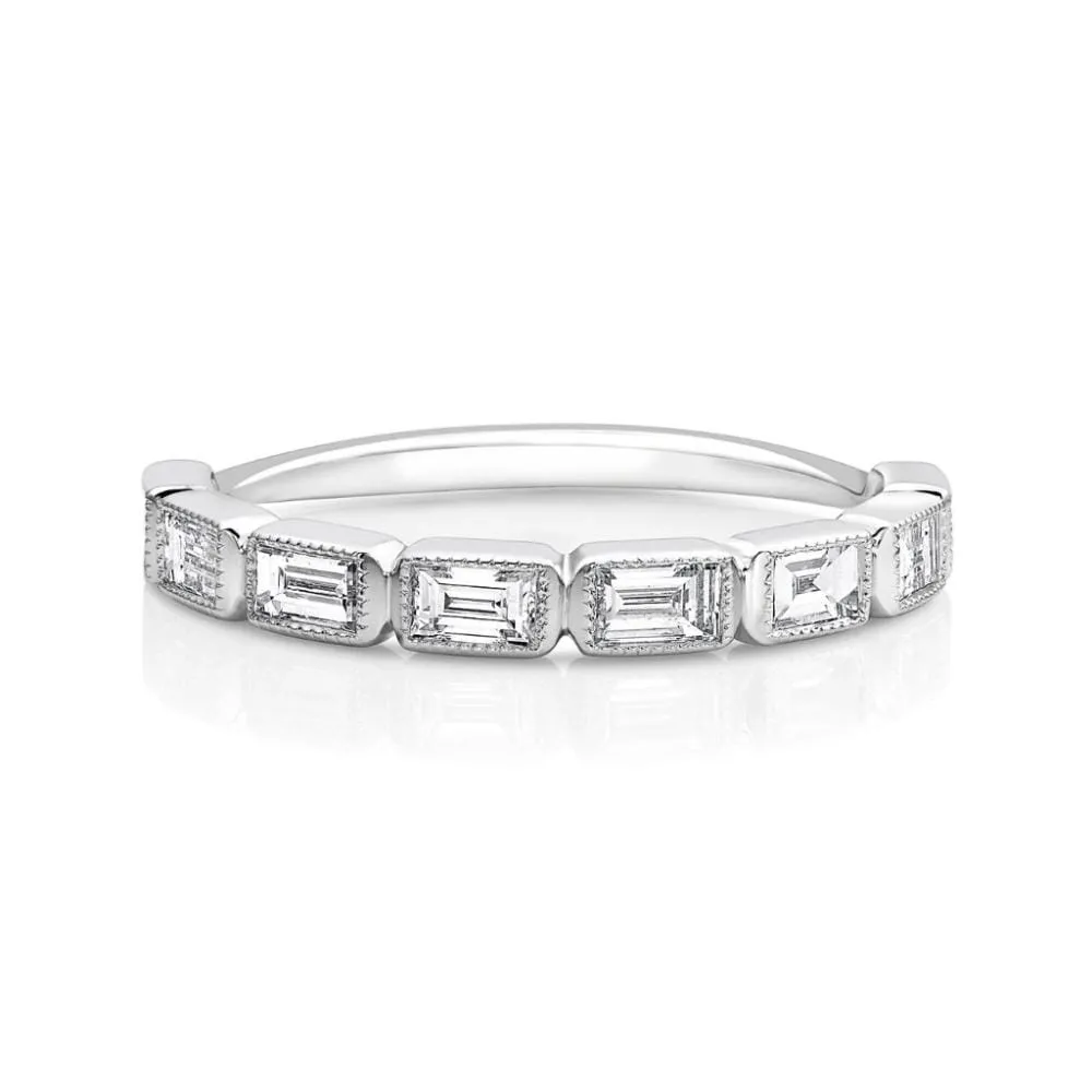 18kt White Gold Emerald-Cut Diamond Half Band