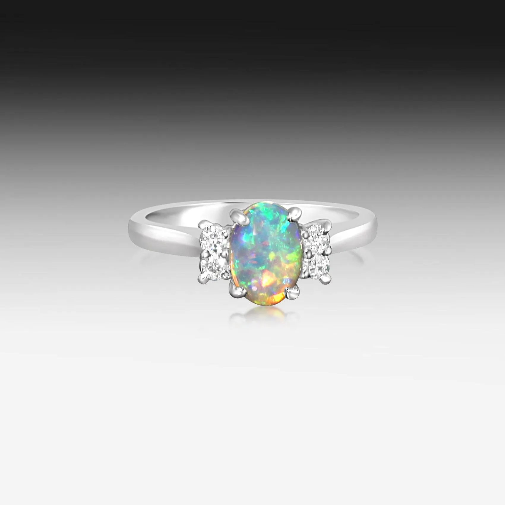 18kt White Gold Opal and Diamond ring